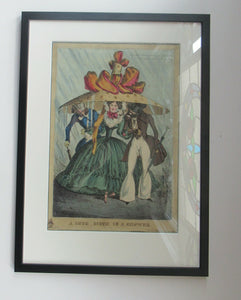 1820s Original Georgian Print Fashion Satire on Large Hats William Heath