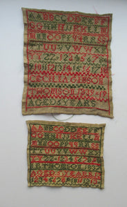 1839 ANTIQUE Embroidered Sampler. Small EARLY VICTORIAN Scottish Textile by Cecilia Gibson Thomson (6 years old)