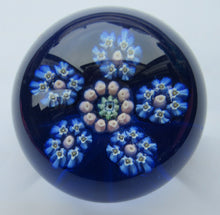 Load image into Gallery viewer, 1970s Perthshire Paperweight Millefiori Star Shaped Clusters Blue Ground PP10
