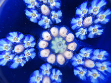 Load image into Gallery viewer, 1970s Perthshire Paperweight Millefiori Star Shaped Clusters Blue Ground P
