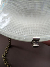 Load image into Gallery viewer, GENUINE Antique Glass HOLOPHANE Pendant Light with Two Section Shade &amp; with Brass Holder, Ceiling Rose and Original Chain
