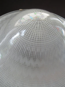 GENUINE Antique Glass HOLOPHANE Pendant Light with Two Section Shade & with Brass Holder, Ceiling Rose and Original Chain