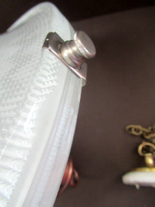 GENUINE Antique Glass HOLOPHANE Pendant Light with Two Section Shade & with Brass Holder, Ceiling Rose and Original Chain