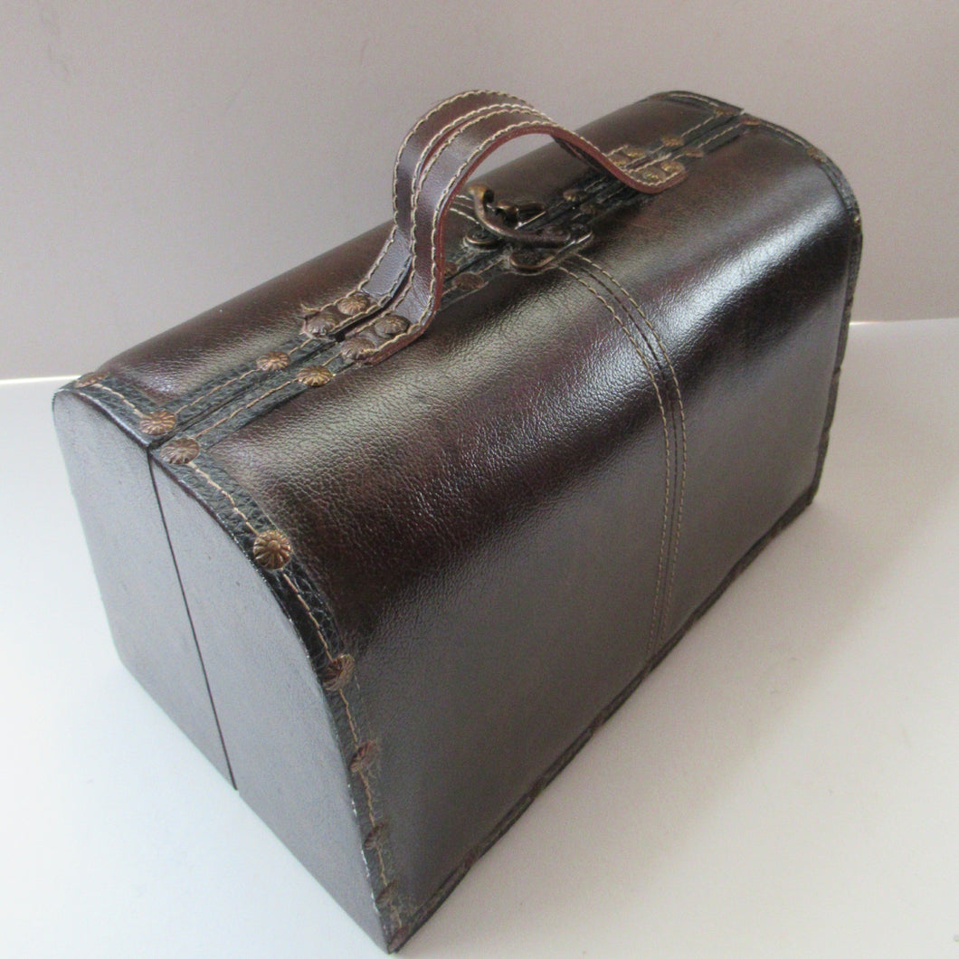 Vintage Brown Leather Vanity Case / Handag / Make Up Case