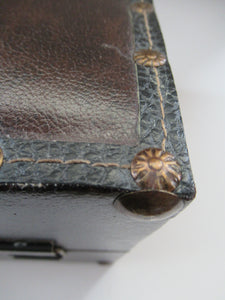 Vintage Brown Leather Vanity Case / Handag / Make Up Case