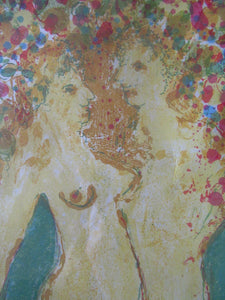 1996 Colour Lithograph Adam and Eve by Syvlia von Hartmann 