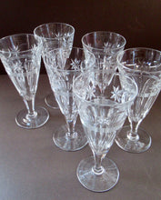Load image into Gallery viewer, 1930s / 1940s Set of Six Webb Corbett Tall Crystal Engraved Wine Glasses
