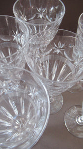 1930s / 1940s Set of Six Webb Corbett Tall Crystal Engraved Wine Glasses