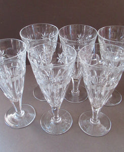 1930s / 1940s Set of Six Webb Corbett Tall Crystal Engraved Wine Glasses