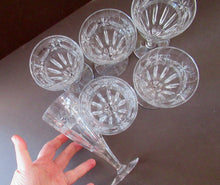 Load image into Gallery viewer, 1930s / 1940s Set of Six Webb Corbett Tall Crystal Engraved Wine Glasses
