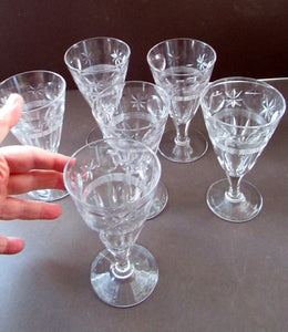 1930s / 1940s Set of Six Webb Corbett Tall Crystal Engraved Wine Glasses