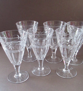 1930s / 1940s Set of Six Webb Corbett Tall Crystal Engraved Wine Glasses