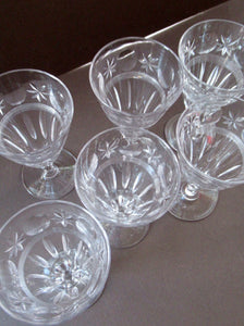 1930s / 1940s Set of Six Webb Corbett Tall Crystal Engraved Wine Glasses