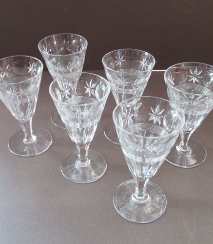 1930s / 1940s Set of Six Webb Corbett Tall Crystal Engraved Wine Glasses