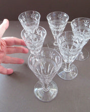 Load image into Gallery viewer, 1930s / 1940s Set of Six Webb Corbett Tall Crystal Engraved Wine Glasses
