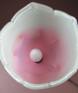 1950s Scottish VASART Glass Tulip Lamp in Pastel Pink and Peppermint Shades