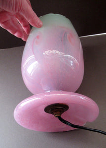 1950s Scottish VASART Glass Tulip Lamp in Pastel Pink and Peppermint Shades