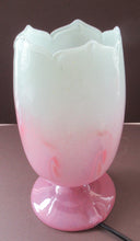 Load image into Gallery viewer, 1950s Scottish VASART Glass Tulip Lamp in Pastel Pink and Peppermint Shades
