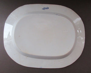 1880s Victorian Huge Ironstone Staffordshire Pottery Willow Pattern Serving Platter