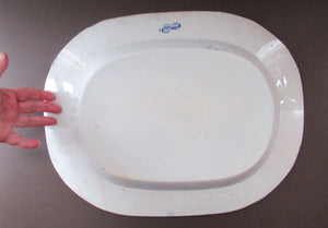1880s Victorian Huge Ironstone Staffordshire Pottery Willow Pattern Serving Platter