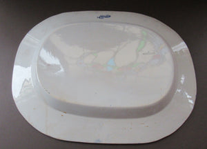 1880s Victorian Huge Ironstone Staffordshire Pottery Willow Pattern Serving Platter