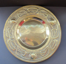 Load image into Gallery viewer, Glasgow School Celtic Design Brass Wall Charger with Knotwork Pattern c 1900
