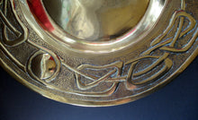 Load image into Gallery viewer, Glasgow School Celtic Design Brass Wall Charger with Knotwork Pattern c 1900
