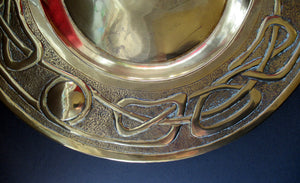 Glasgow School Celtic Design Brass Wall Charger with Knotwork Pattern c 1900