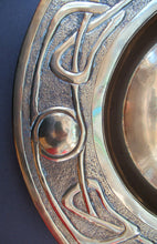 Load image into Gallery viewer, Glasgow School Celtic Design Brass Wall Charger with Knotwork Pattern c 1900
