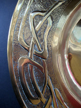 Load image into Gallery viewer, Glasgow School Celtic Design Brass Wall Charger with Knotwork Pattern c 1900
