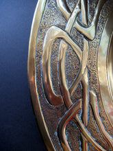 Load image into Gallery viewer, Glasgow School Celtic Design Brass Wall Charger with Knotwork Pattern c 1900
