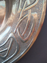 Load image into Gallery viewer, Glasgow School Celtic Design Brass Wall Charger with Knotwork Pattern c 1900
