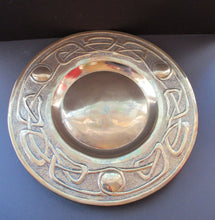 Load image into Gallery viewer, Glasgow School Celtic Design Brass Wall Charger with Knotwork Pattern c 1900
