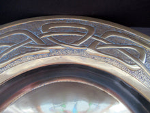 Load image into Gallery viewer, Glasgow School Celtic Design Brass Wall Charger with Knotwork Pattern c 1900
