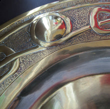 Load image into Gallery viewer, Glasgow School Celtic Design Brass Wall Charger with Knotwork Pattern c 1900
