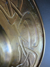 Load image into Gallery viewer, Glasgow School Celtic Design Brass Wall Charger with Knotwork Pattern c 1900
