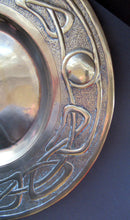 Load image into Gallery viewer, Glasgow School Celtic Design Brass Wall Charger with Knotwork Pattern c 1900
