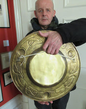 Load image into Gallery viewer, Glasgow School Celtic Design Brass Wall Charger with Knotwork Pattern c 1900
