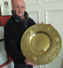 Load image into Gallery viewer, Glasgow School Celtic Design Brass Wall Charger with Knotwork Pattern c 1900
