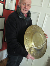 Load image into Gallery viewer, Glasgow School Celtic Design Brass Wall Charger with Knotwork Pattern c 1900
