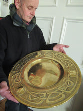 Load image into Gallery viewer, Glasgow School Celtic Design Brass Wall Charger with Knotwork Pattern c 1900
