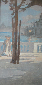 Charles Hodge Mackie Colour Woodcut The Royal or Palace Gardens Venice 1911
