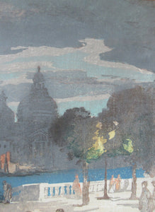 Charles Hodge Mackie Colour Woodcut The Royal or Palace Gardens Venice 1911