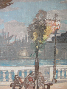 Charles Hodge Mackie Colour Woodcut The Royal or Palace Gardens Venice 1911