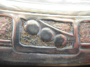 Glasgow School White Metal Oval Serving Tray with Butterflies. Margaret Gilmour