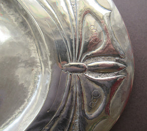 Glasgow School White Metal Oval Serving Tray with Butterflies. Margaret Gilmour