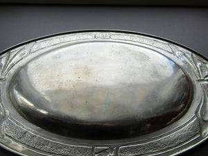 Glasgow School White Metal Oval Serving Tray with Butterflies. Margaret Gilmour