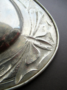 Glasgow School White Metal Oval Serving Tray with Butterflies. Margaret Gilmour