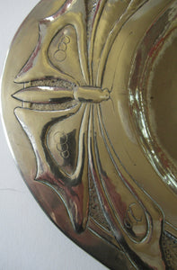 Glasgow School White Metal Oval Serving Tray with Butterflies. Margaret Gilmour