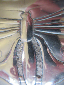 Glasgow School White Metal Oval Serving Tray with Butterflies. Margaret Gilmour